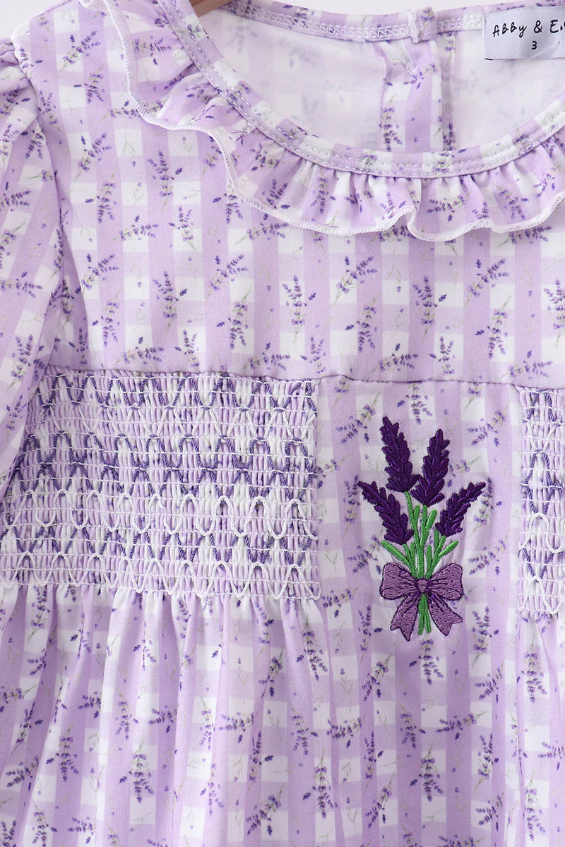Lavender floral smocked ruffle shorts set - Image 2