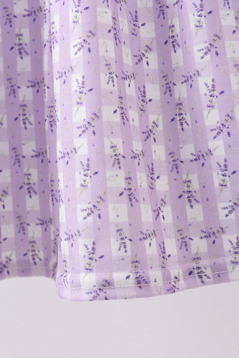 Lavender floral smocked ruffle shorts set - Image 3