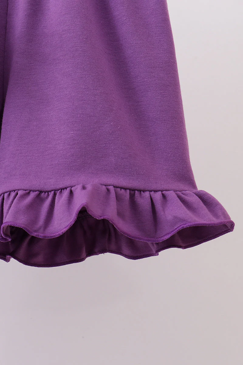 Lavender floral smocked ruffle shorts set - Image 5