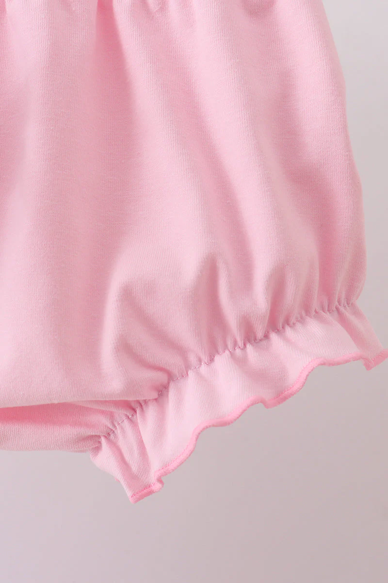 Lavender Smocked Embroidered Bow Jacquard Bloomer Set - Image 3