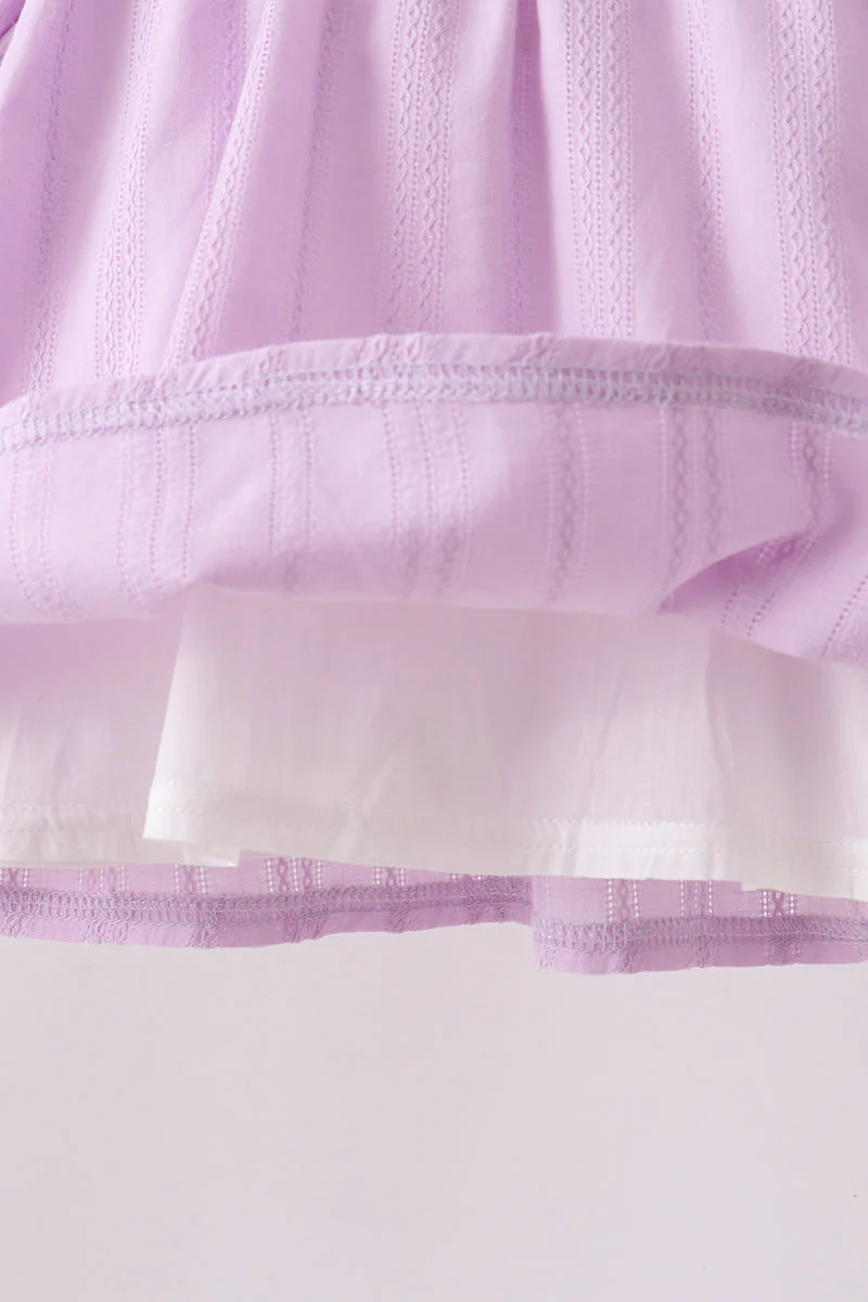 Lavender Smocked Embroidered Bow Jacquard Bloomer Set - Image 5