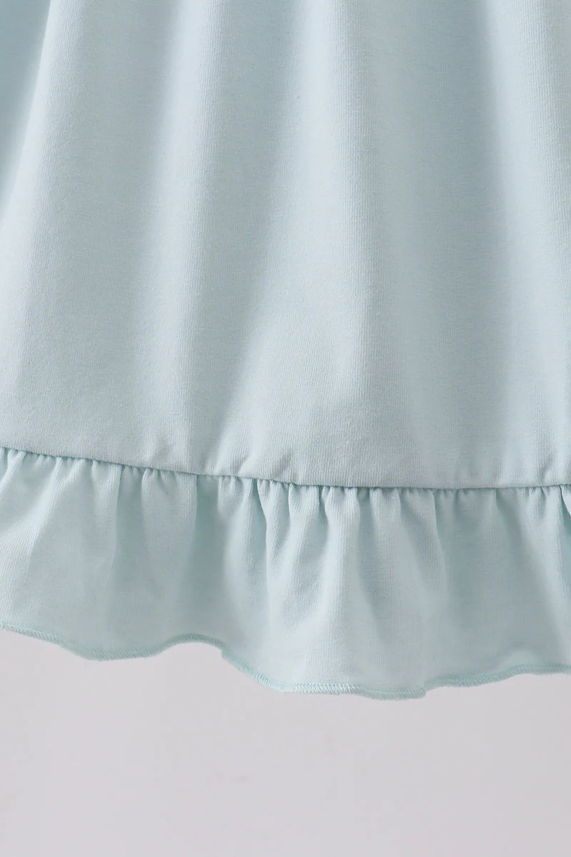 Light blue character embroidery ruffle dress - Image 3