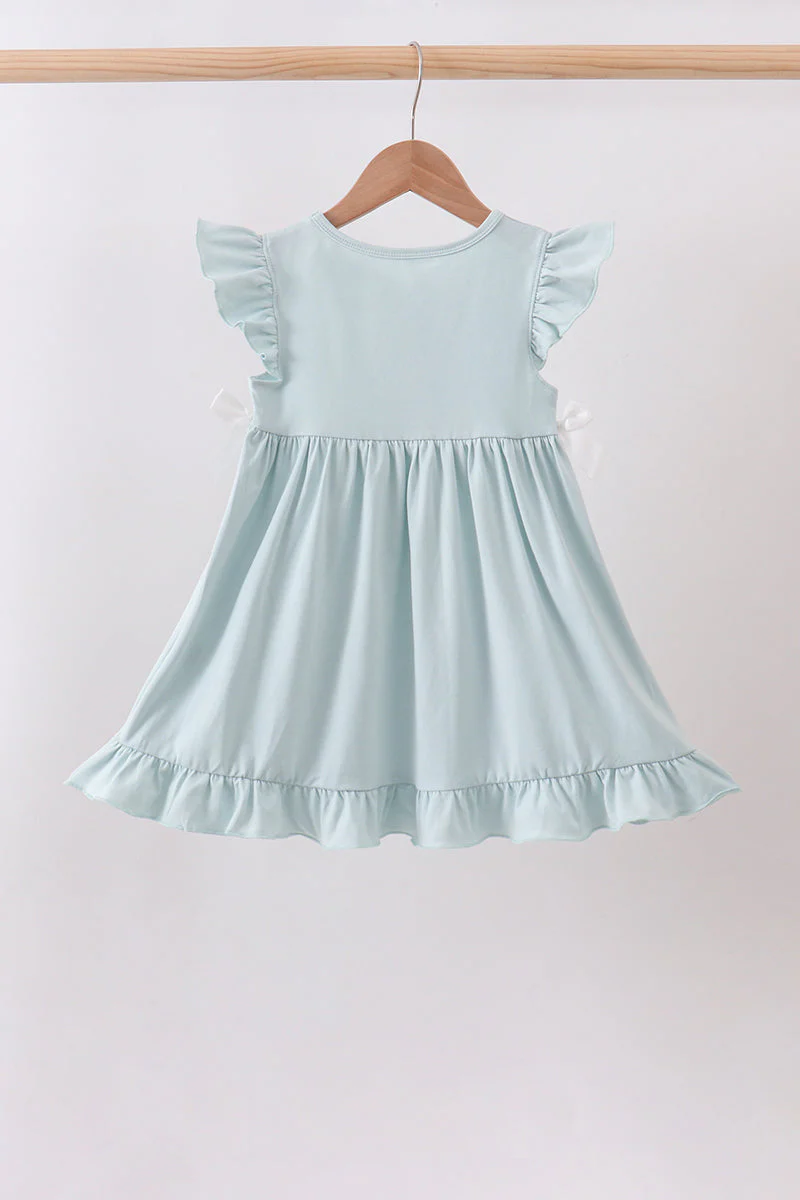 Light blue character embroidery ruffle dress - Image 4