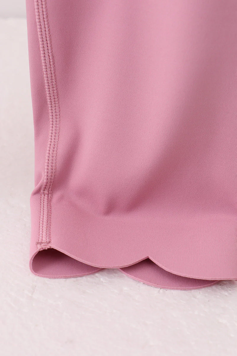 Lilac Scalloped Mom Yoga Active Leggings - Image 5