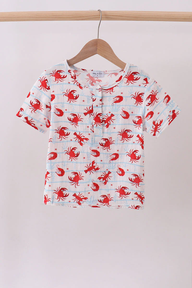 Lobster print muslin top