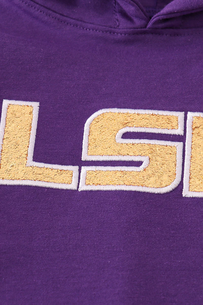 LSU glitter hoodie top - Image 2