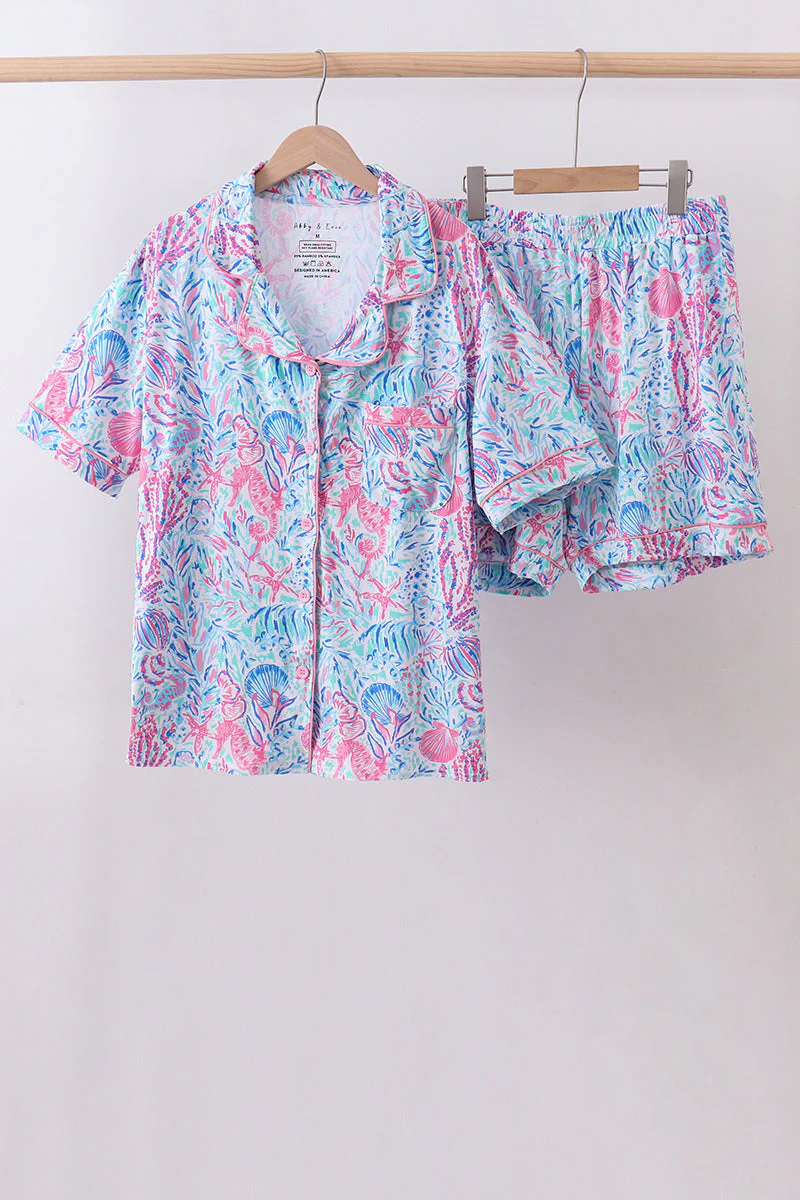 Marine creature bamboo pajama set