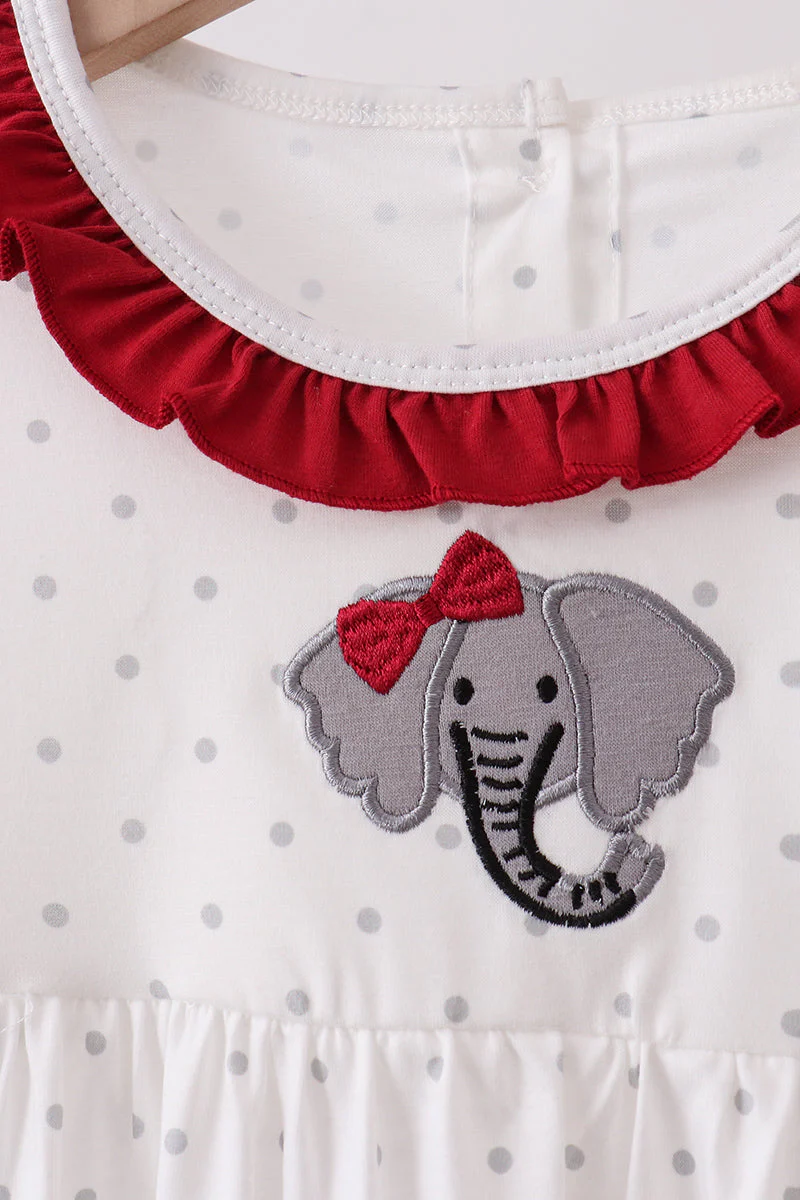 Maroon Alabama Elephant Applique Dress - Image 2