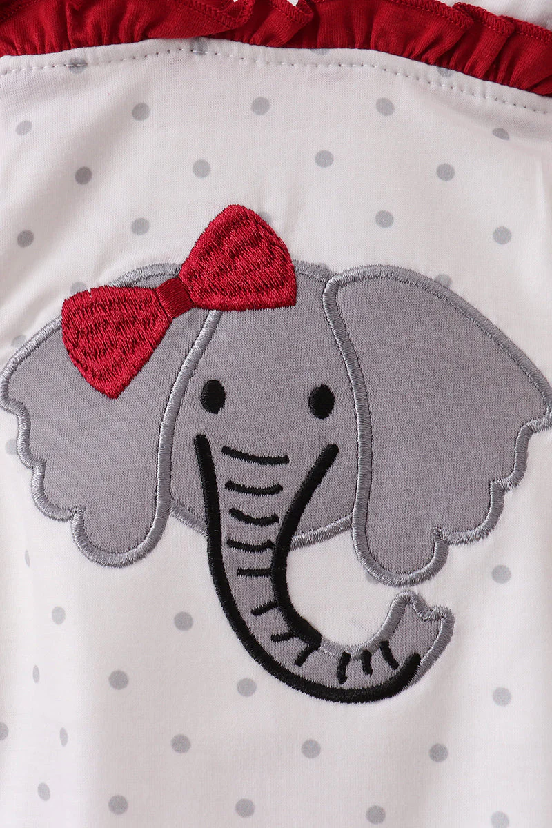 Maroon Alabama Elephant Applique Ruffle Bubble - Image 2