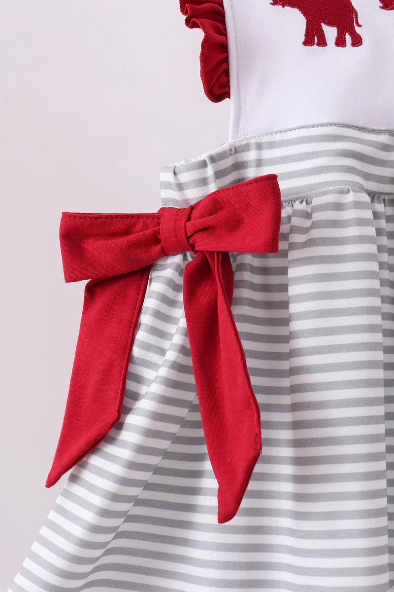 Maroon Alabama embroidery stripe ruffle pants set - Image 3