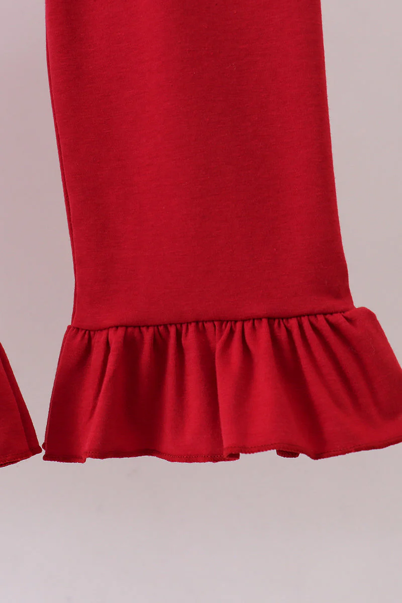 Maroon Alabama embroidery stripe ruffle pants set - Image 4