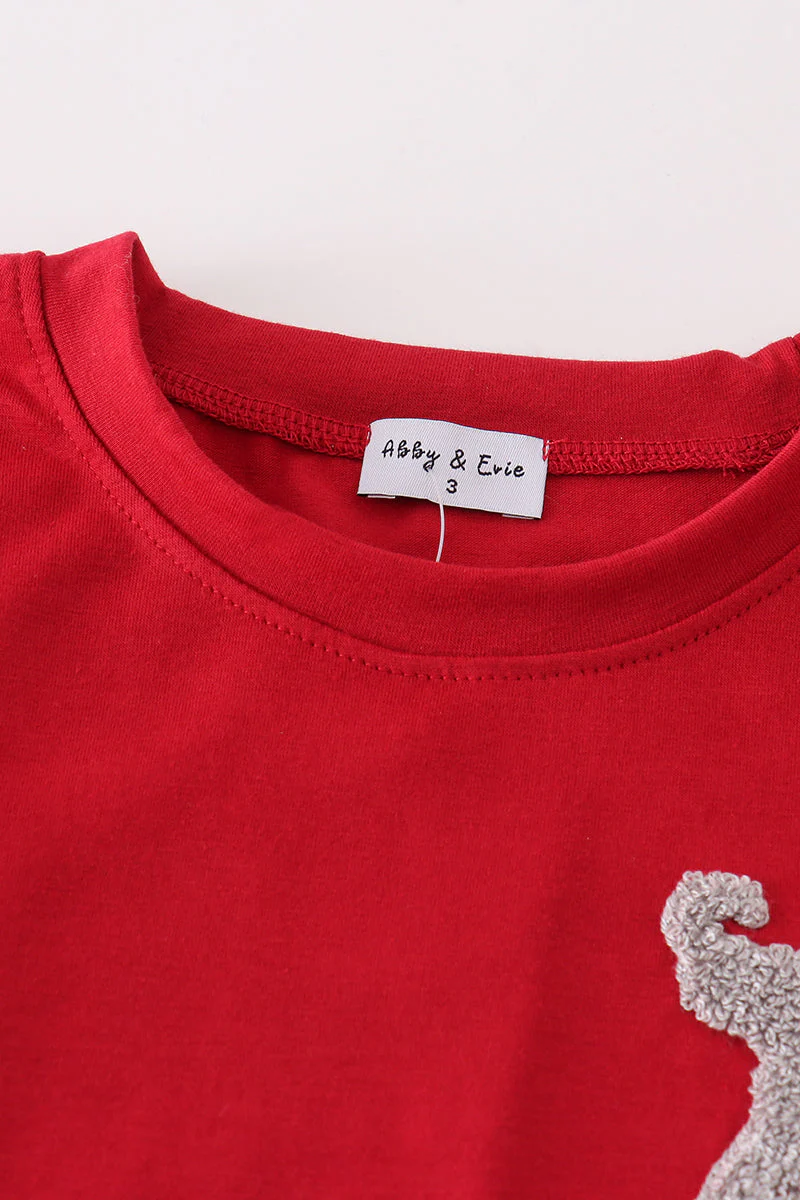Maroon Alabama french knot boy set - Image 2