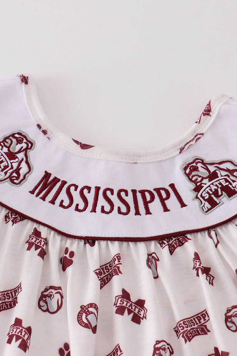 Maroon mississippi embroidery girl set - Image 2