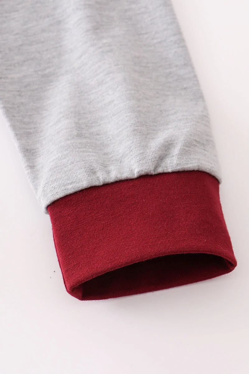Maroon Mississippi embroidery pants set - Image 3