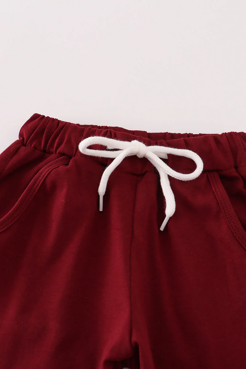 Maroon Mississippi embroidery pants set - Image 4