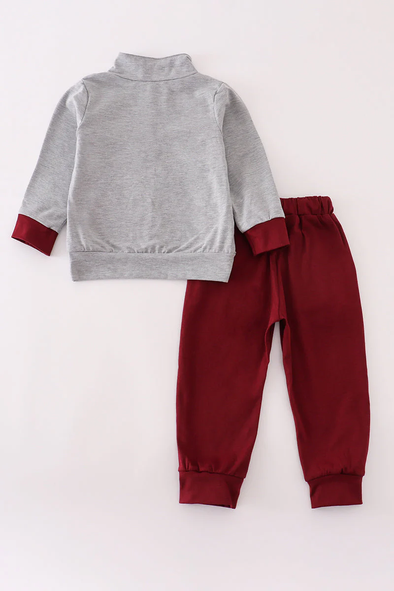 Maroon Mississippi embroidery pants set - Image 5