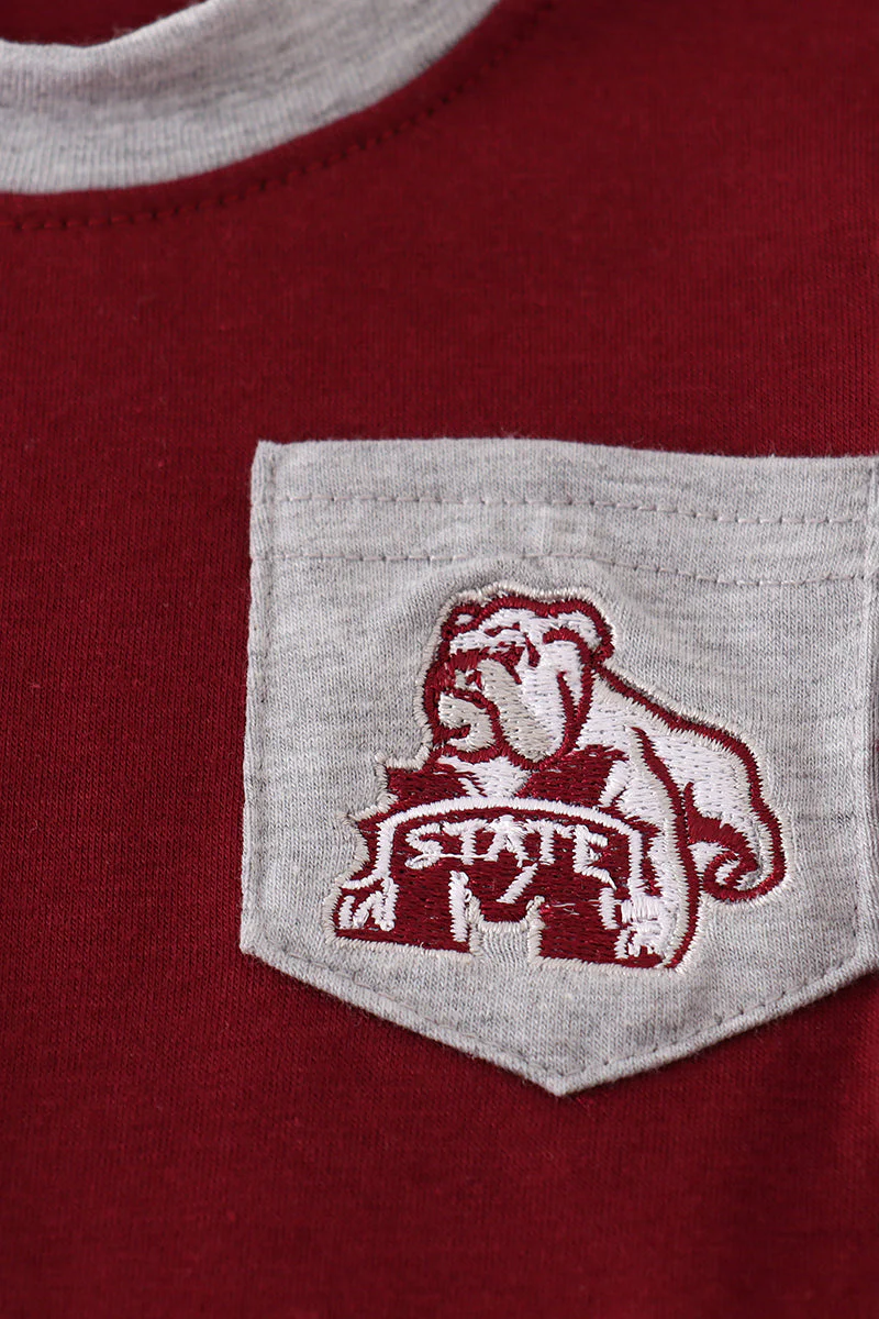 Maroon Mississippi embroidery romper - Image 2