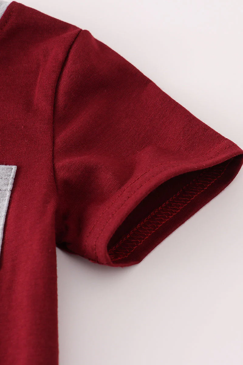 Maroon Mississippi embroidery romper - Image 4