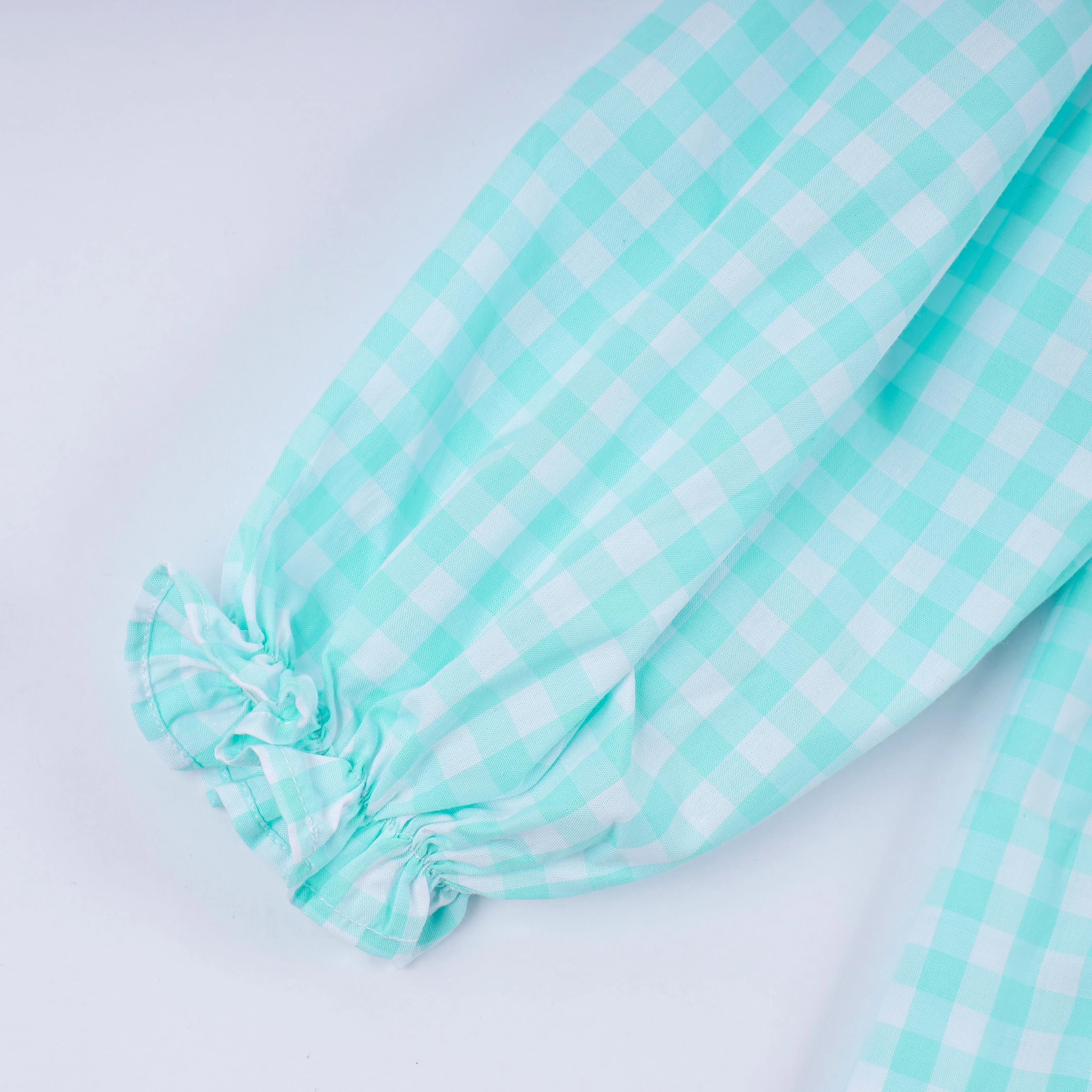 Mint christmas nutcracker hand smocked gingham ruffle pants set - Image 4
