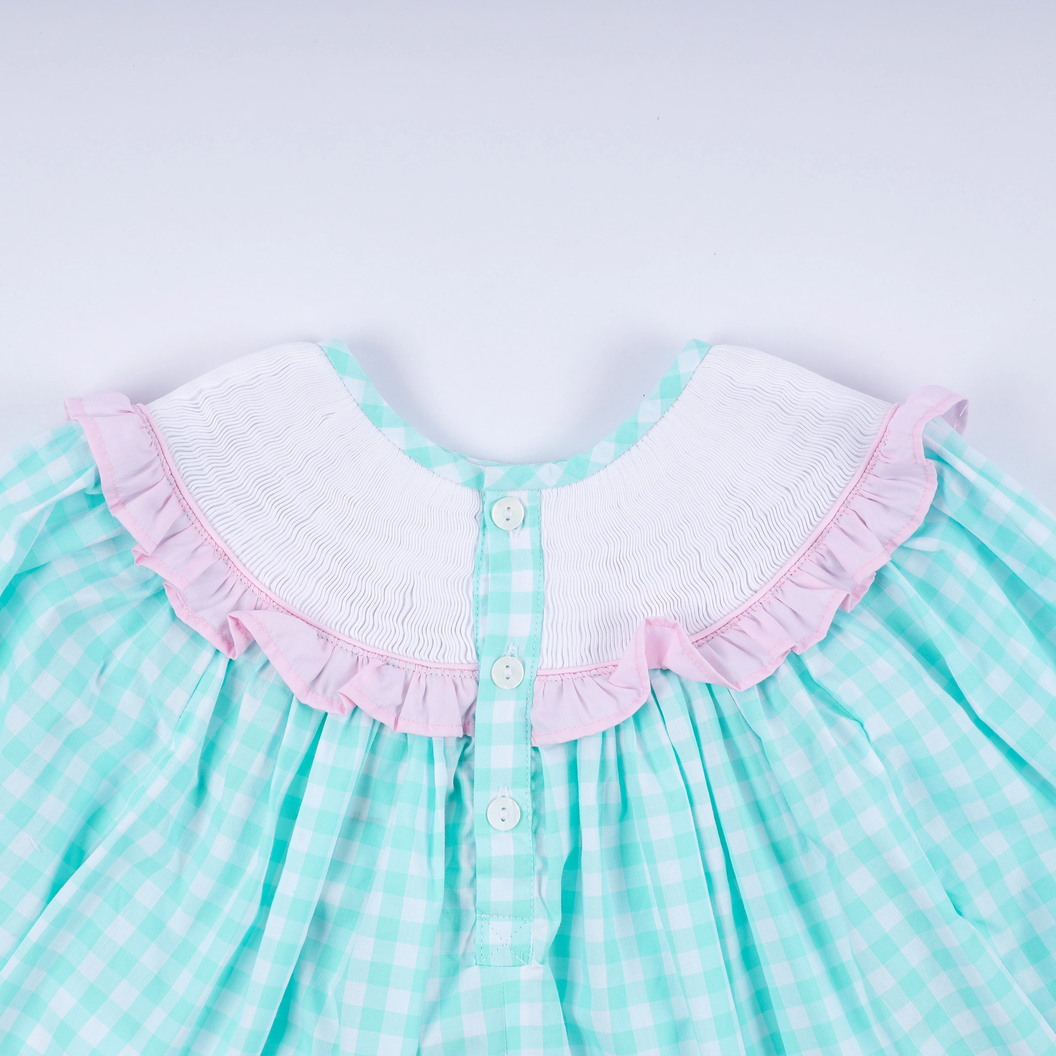 Mint christmas nutcracker hand smocked gingham ruffle pants set - Image 8