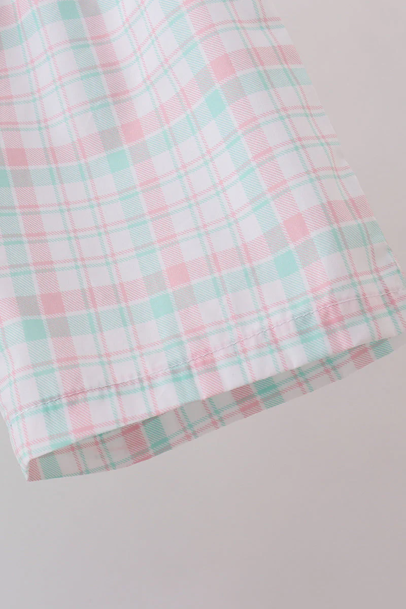 Mint I love Dad plaid shorts set - Image 3