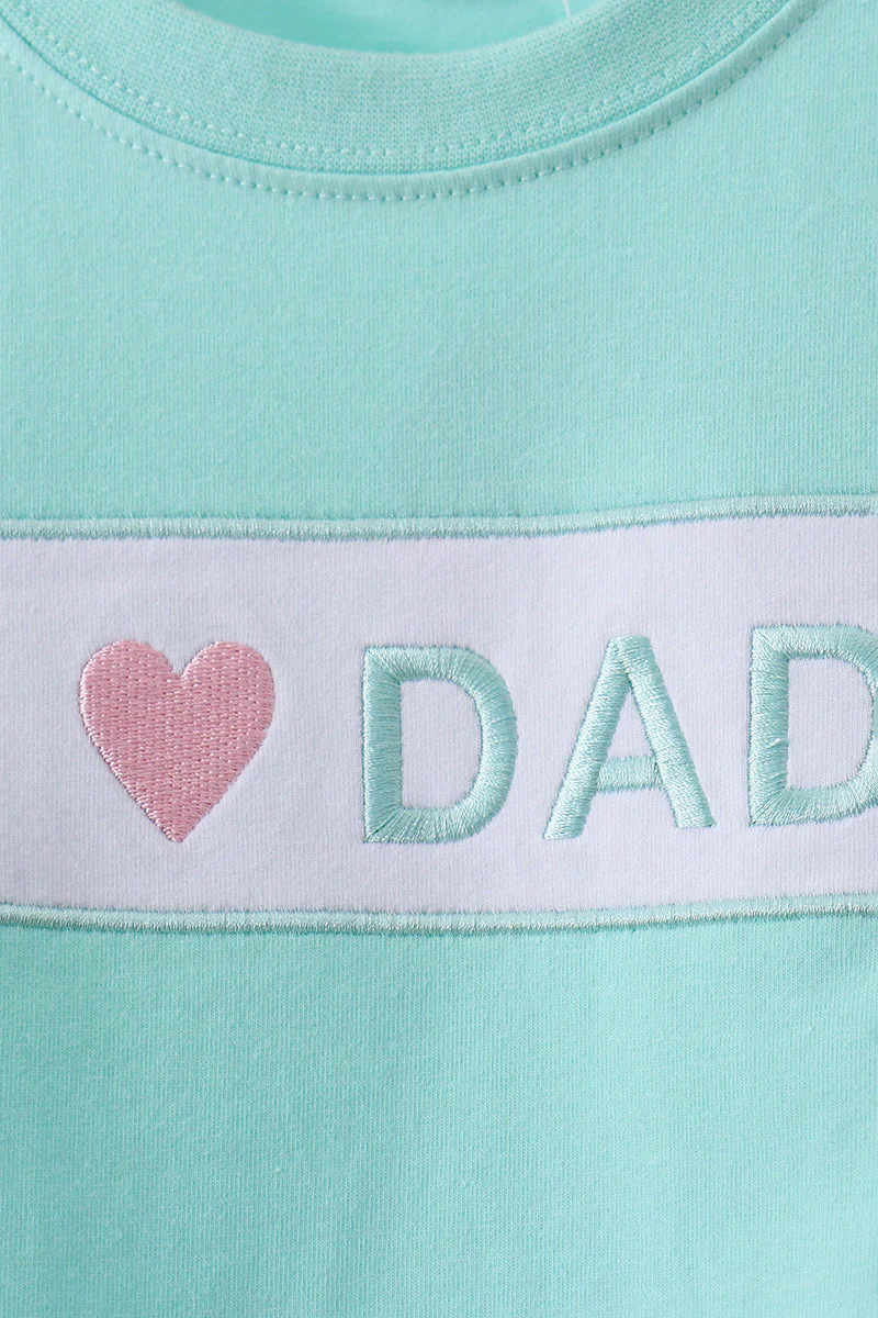Mint I love Dad plaid shorts set - Image 4