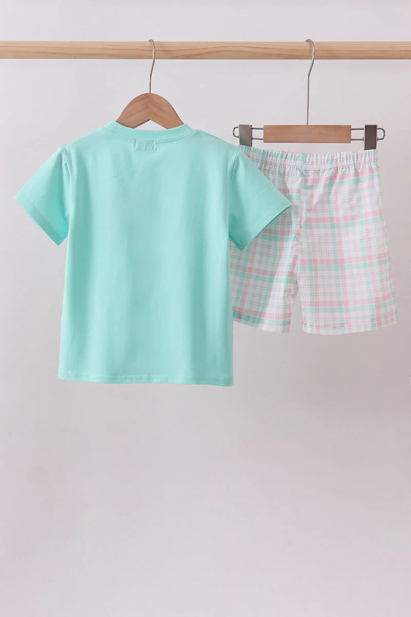 Mint I love Dad plaid shorts set - Image 5