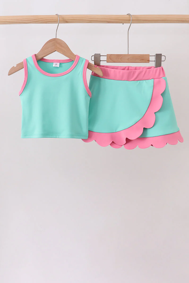 Mint Performance Scalloped Skorts Set