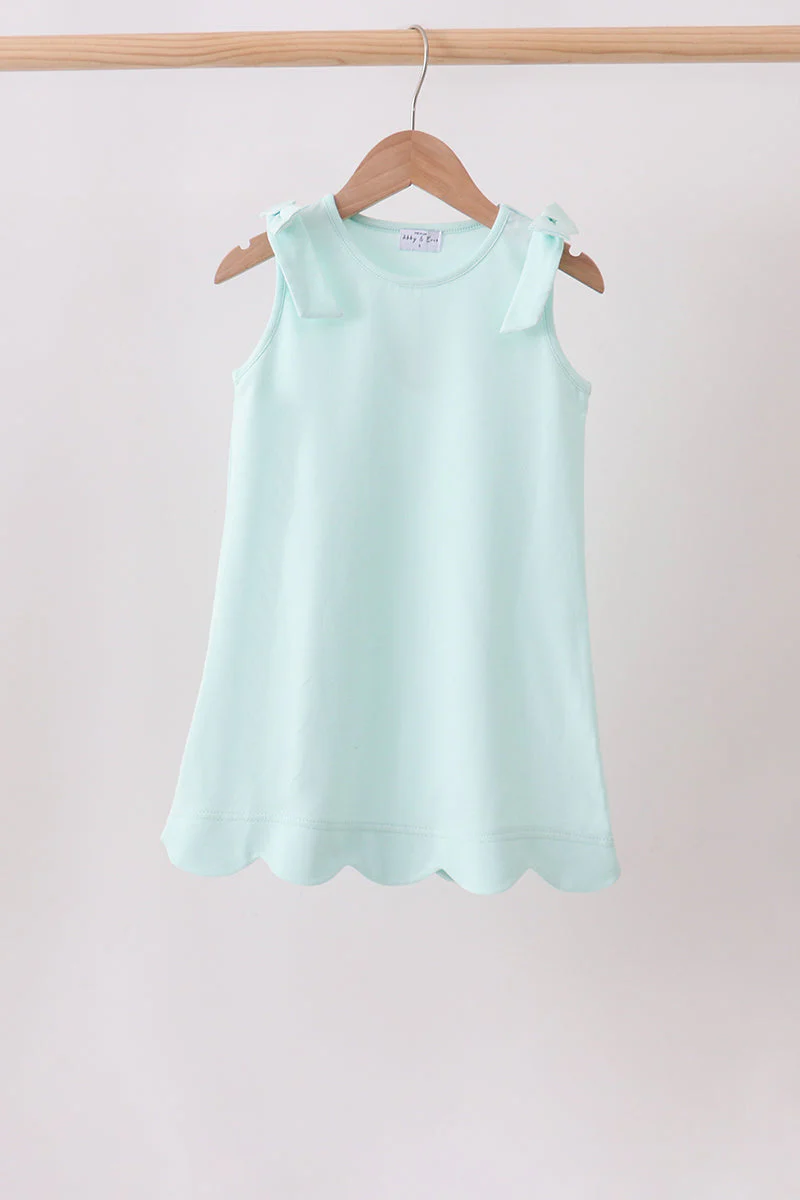 Mint Scalloped Bow Dress