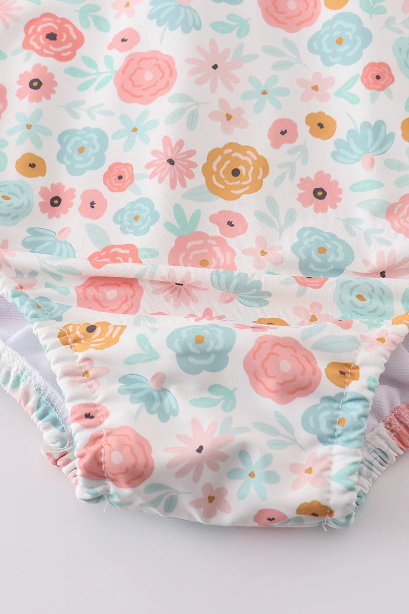 Minty floral bloom print mom swimsuit - Image 3
