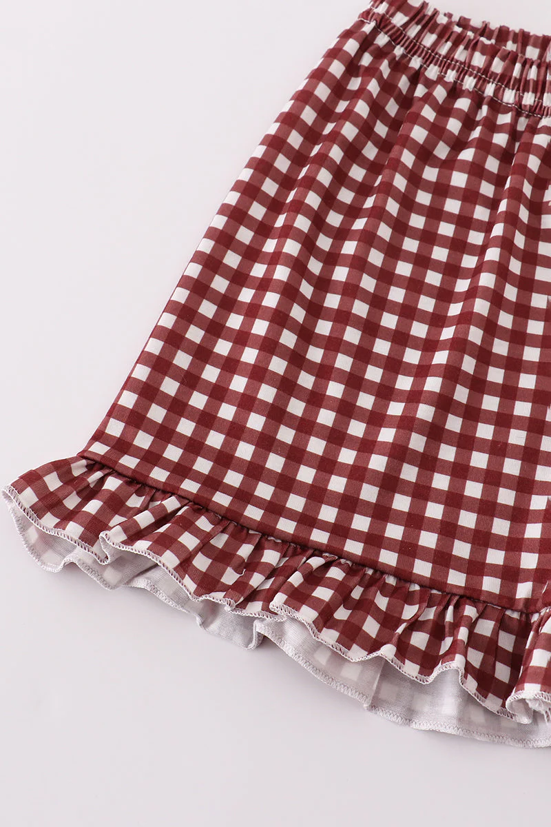 Mississippi MSU embroidery smocked gingham ruffle set - Image 3