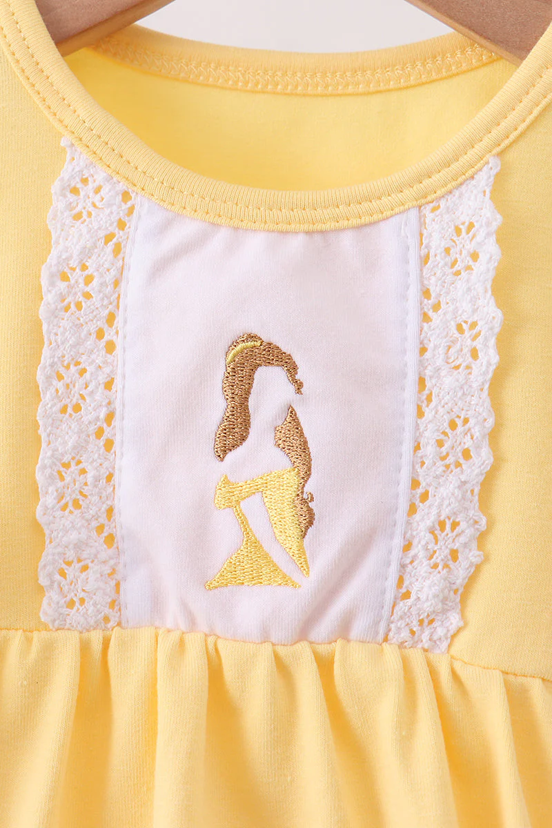 Mustard character embroidery ruffle bubble - Image 2