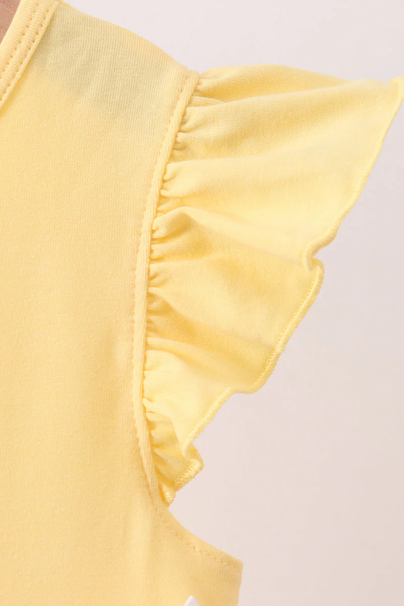 Mustard character embroidery ruffle dress - Image 2