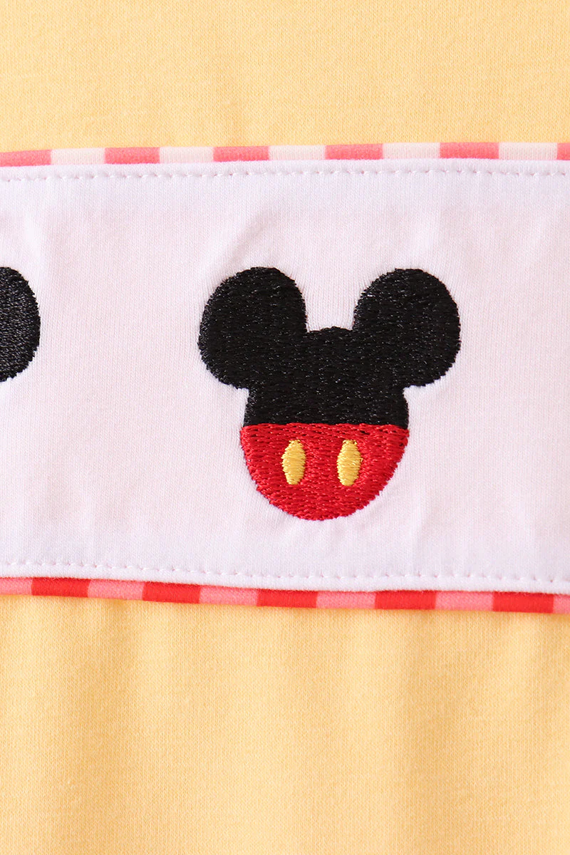 Mustard Character Plaid Embroidered Short Set - Image 2