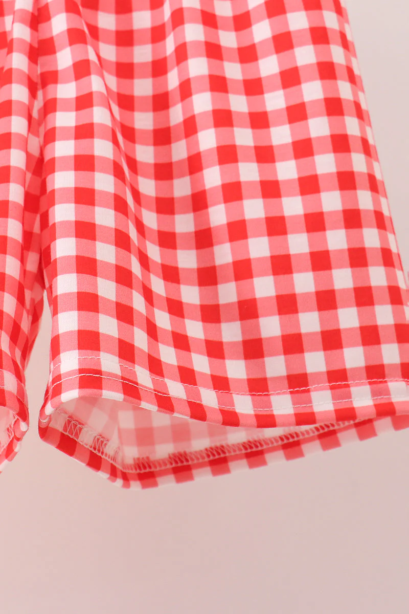 Mustard Character Plaid Embroidered Short Set - Image 3
