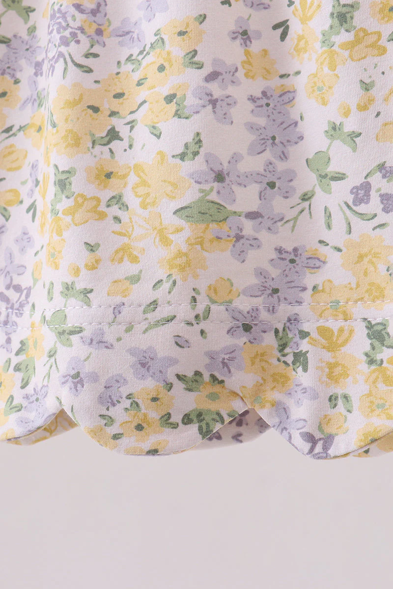 Mustard floral bunny embroidery bloomer set - Image 3