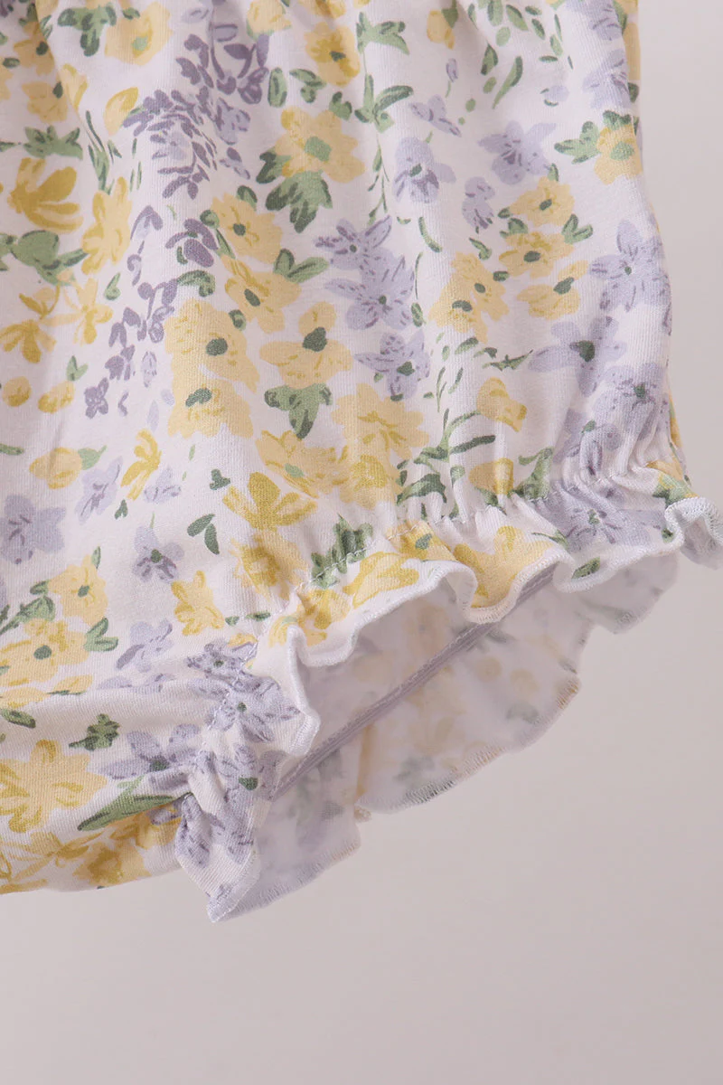 Mustard floral bunny embroidery bloomer set - Image 4