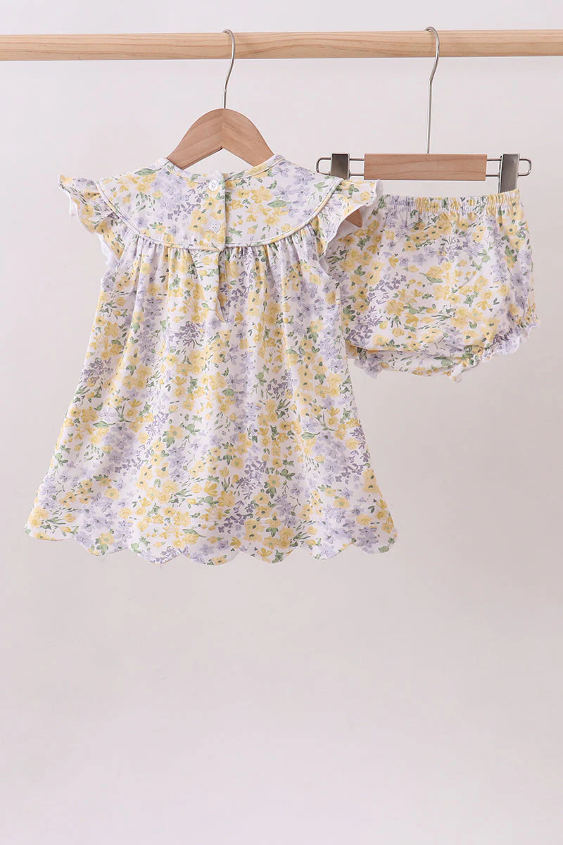 Mustard floral bunny embroidery bloomer set - Image 5