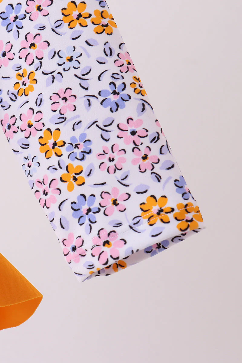 Mustard floral print ruffle rashguard - Image 3