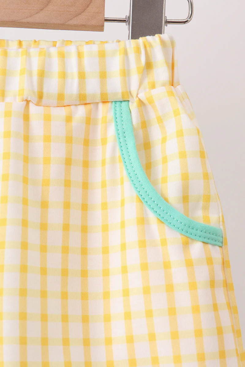 Mustard Honey Bear Embroidered Short Set - Image 3