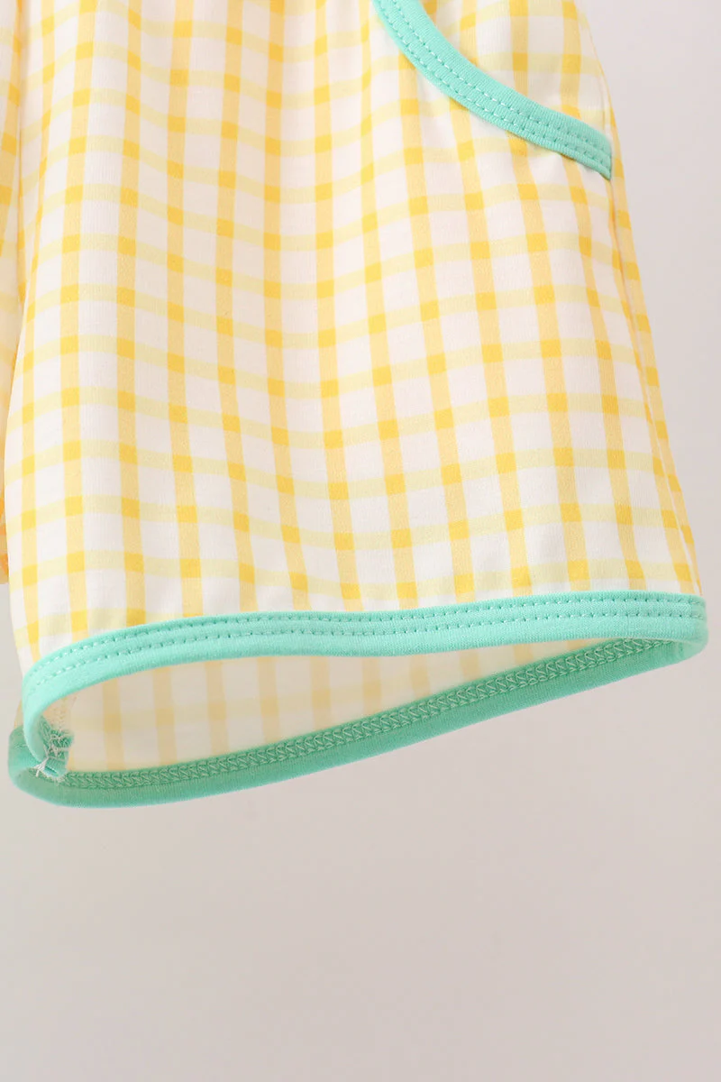 Mustard Honey Bear Embroidered Short Set - Image 4
