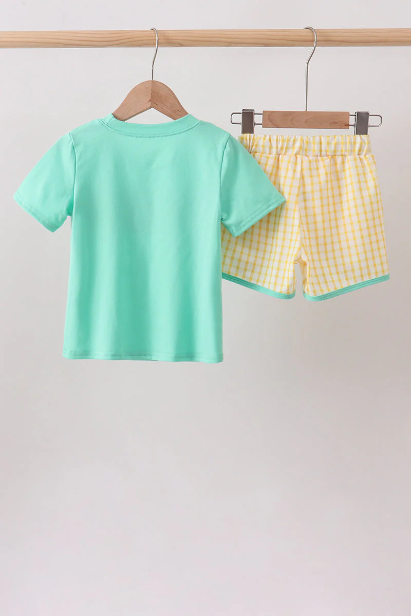 Mustard Honey Bear Embroidered Short Set - Image 5