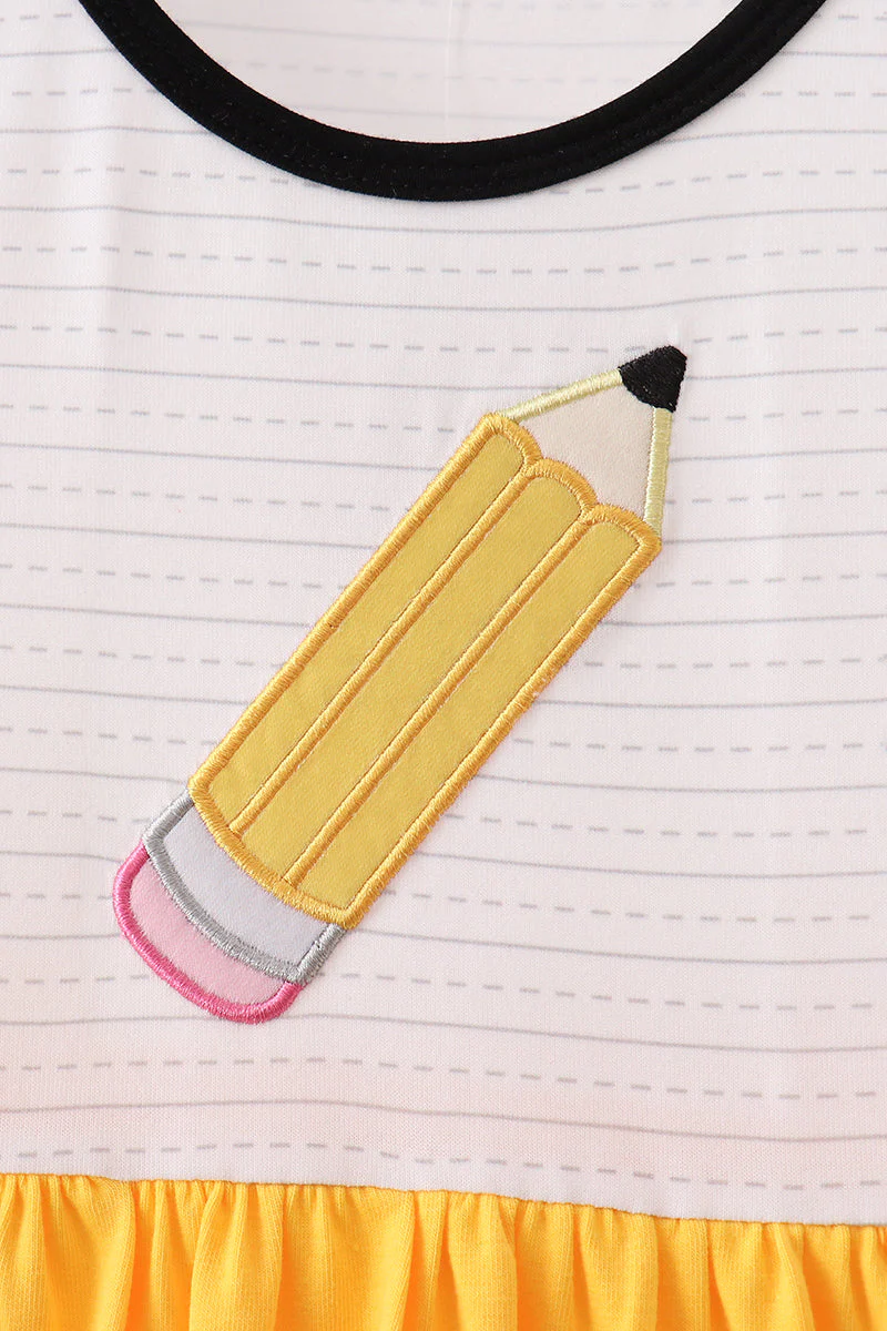 Mustard Pencil Ruffle Dress - Image 2