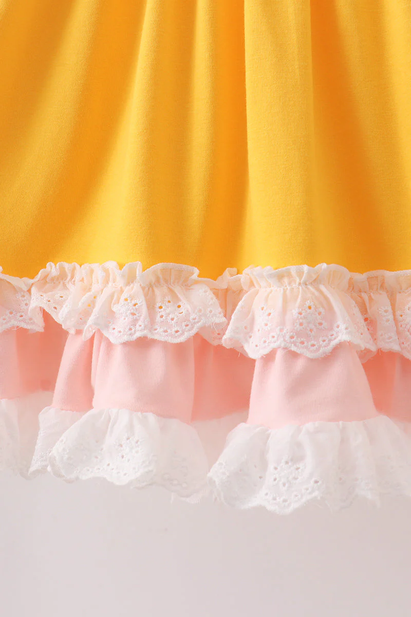 Mustard Pencil Ruffle Dress - Image 3