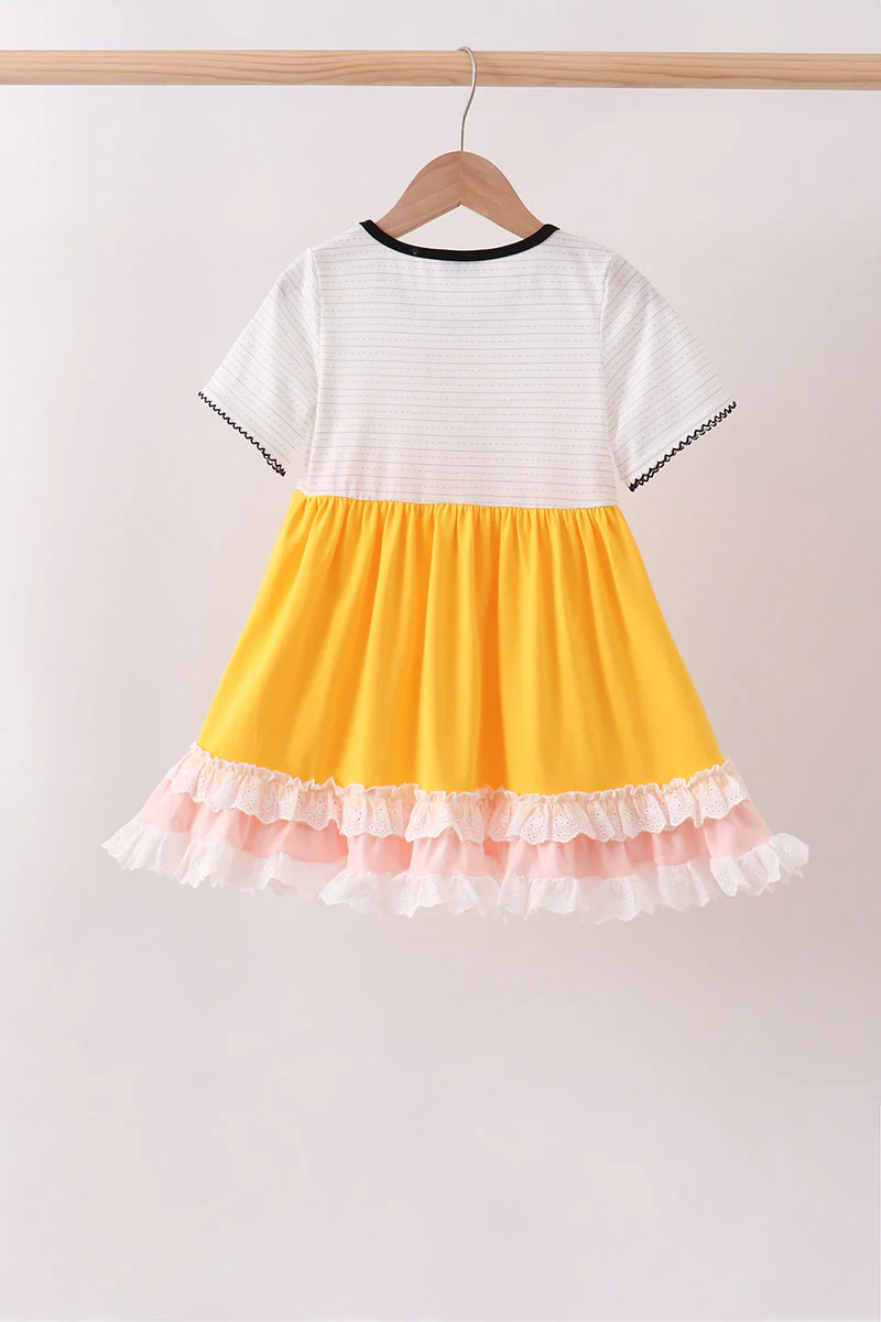 Mustard Pencil Ruffle Dress - Image 5