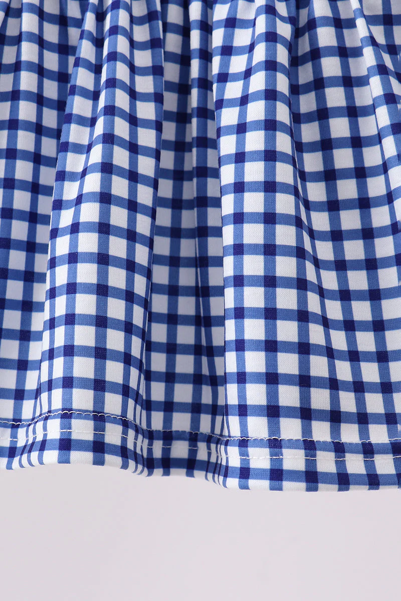 Navy Apple Embroidered Gingham Bloomer Set - Image 4