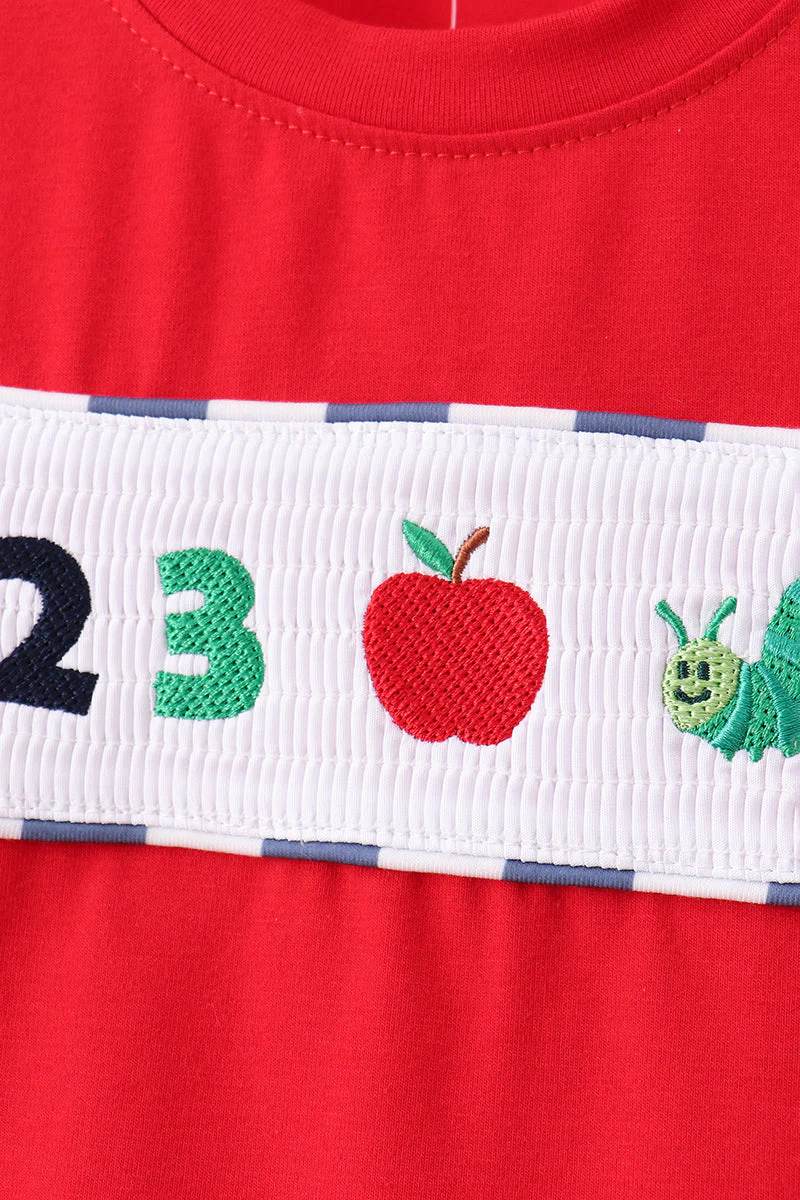Navy Apple Smocked Gingham Set - Image 2