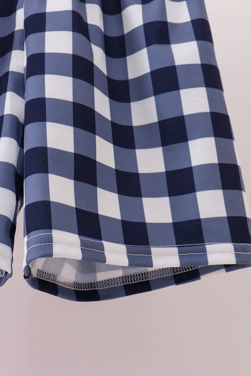 Navy Apple Smocked Gingham Set - Image 3