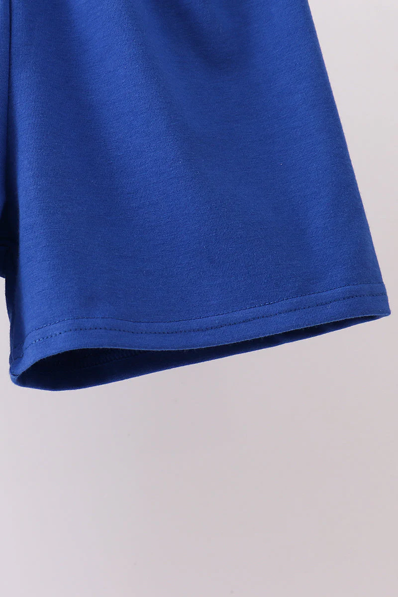 Navy bow applique stripe shorts set - Image 3