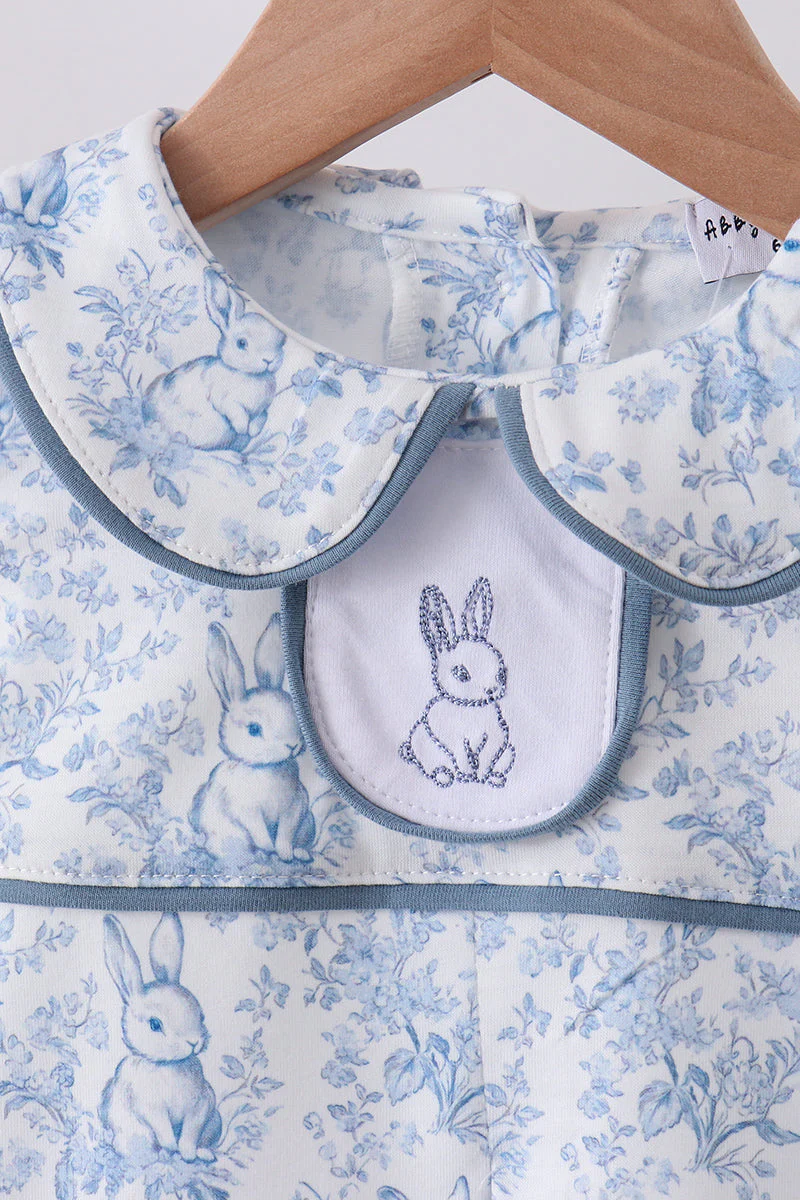 Navy bunny embroidery peter pan collar bloomer set - Image 2